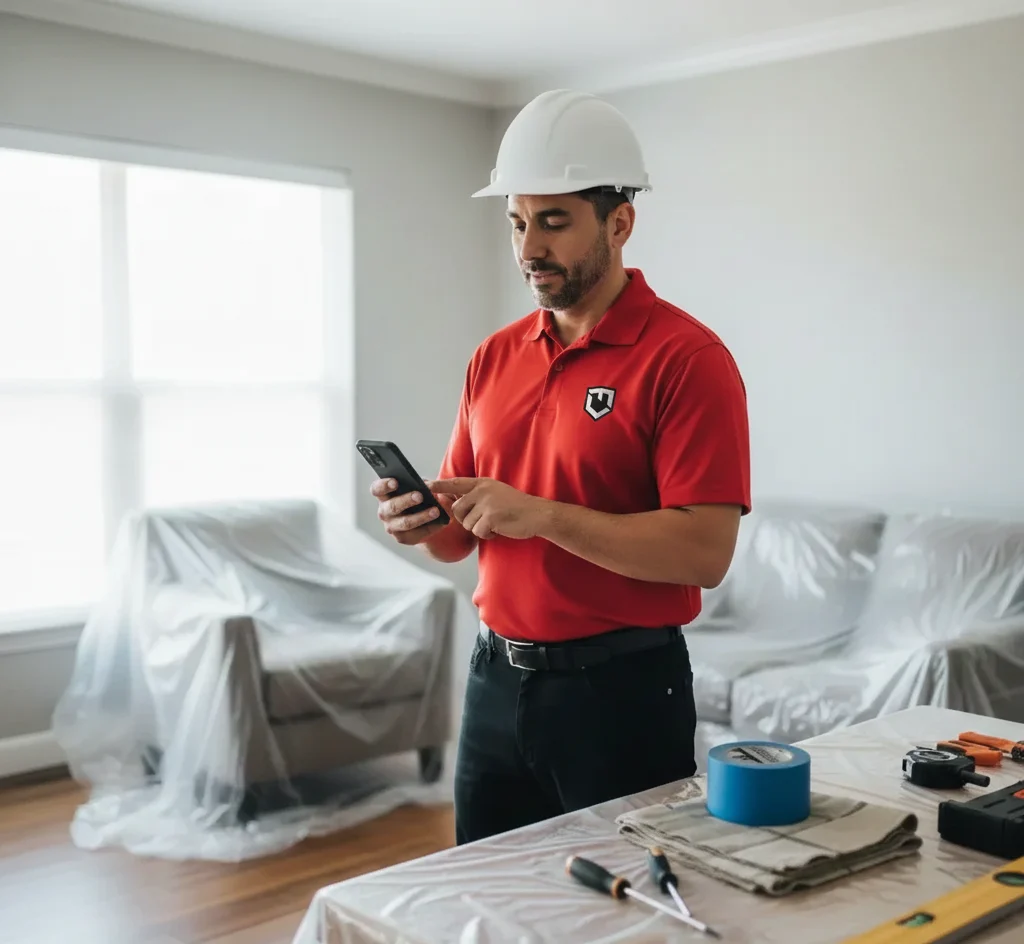 Contractor using mobile workflow in a renovation environment